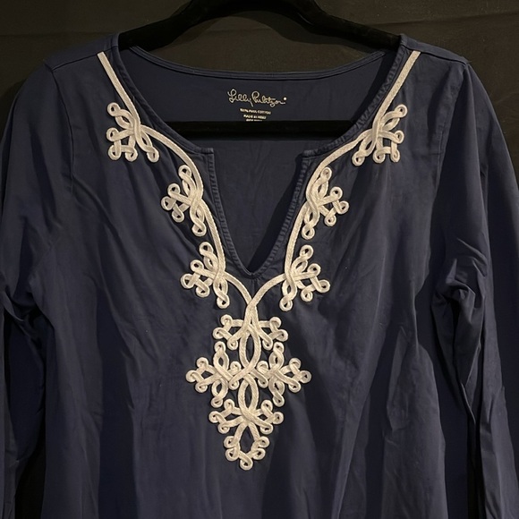 Lilly Pulitzer Marina Shift Dress in True Navy womens size L - Picture 2 of 6